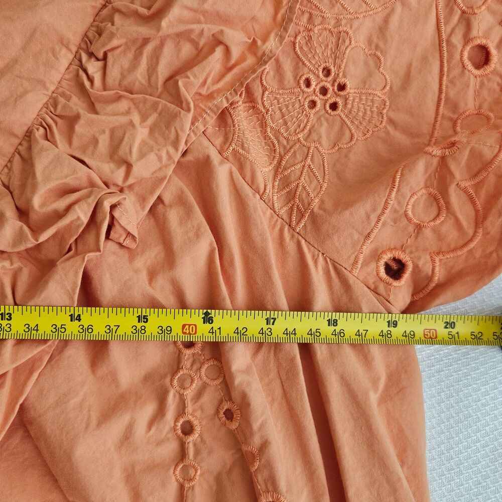 Ellison Orange Eyelet Babydoll Dress with pockets Medium womens - Picture 10 of 11
